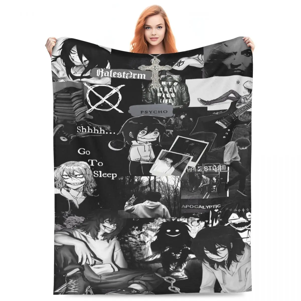 Jeff The Killer Creepypasta Horror Meme Graphic Dark Internetcore Blankets Flannel Throw Super Soft for Couch Bedding Throws
