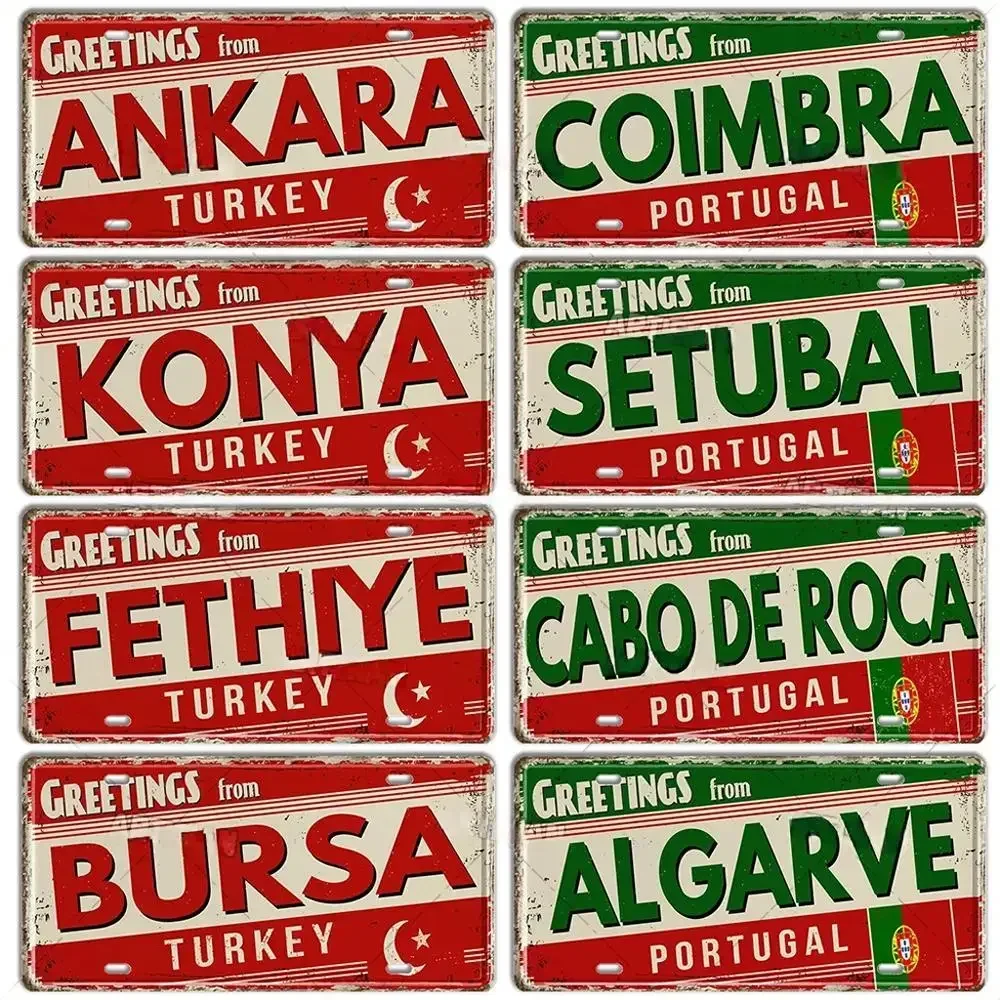 Turchia portogallo targa in alluminio targa in metallo portogallo punto di riferimento cittร stato targa decorativa Garage Club Man Cave Bar Pub