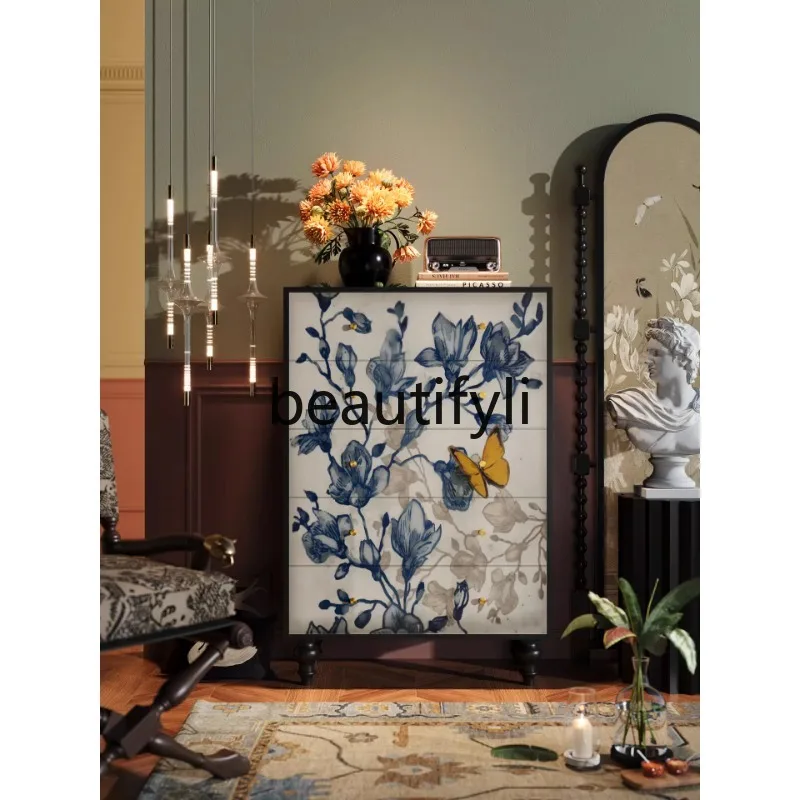 

Комод из цельного дерева во французском стиле ретро, гостиная у стены, сторона дивана, шкафчик для хранения в спальне.