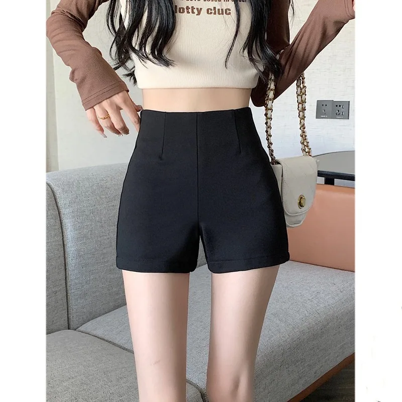 Calças Curtas de Cintura Alta Fenas, Novo Estilo 2024, Primavera e Outono, Conjunto Preto, Moda Americana, Roupas Externa...