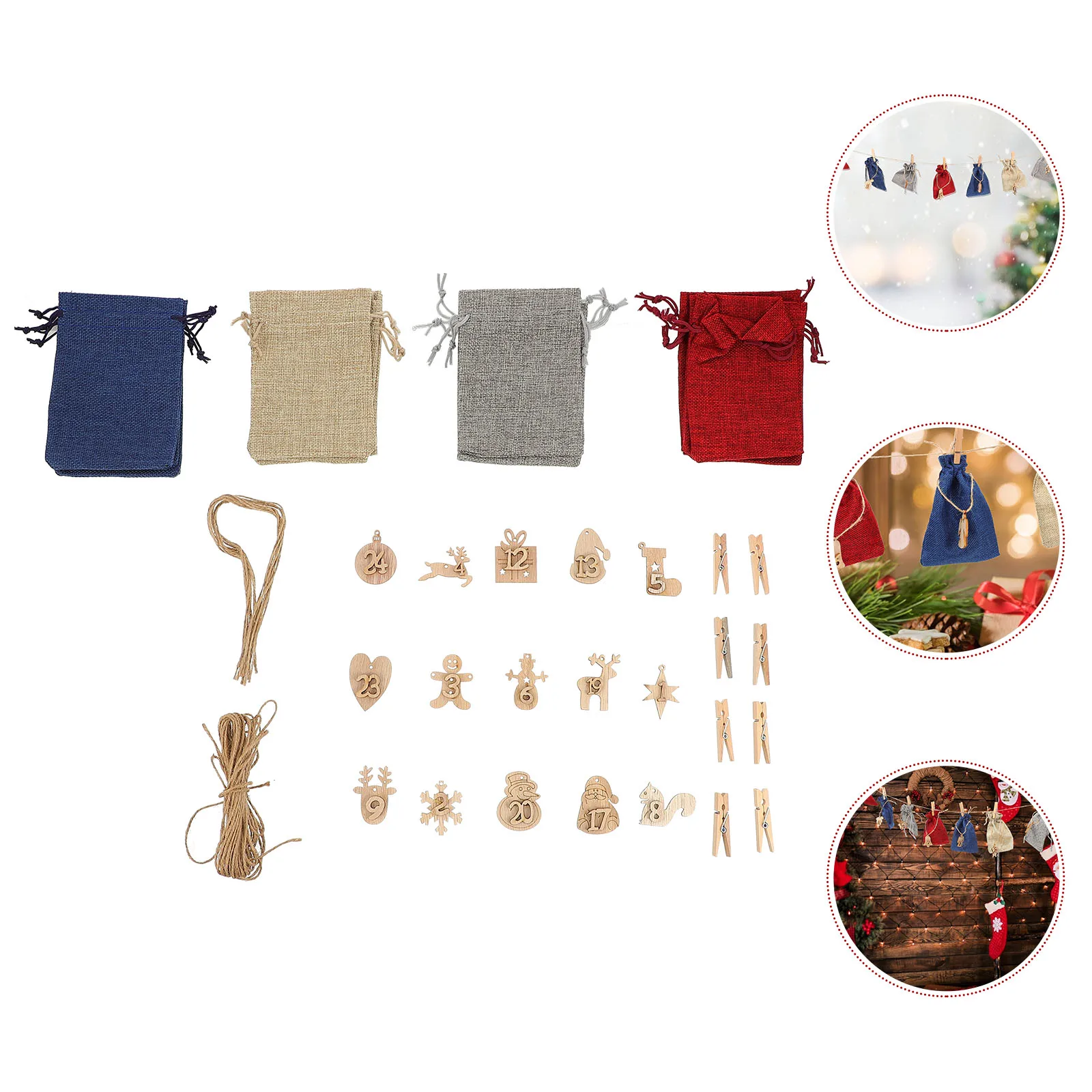 

Countdown Drawstring Bag Christmas Present Bags Holiday Advent Calendar Linen Xmas Calendars Gifts