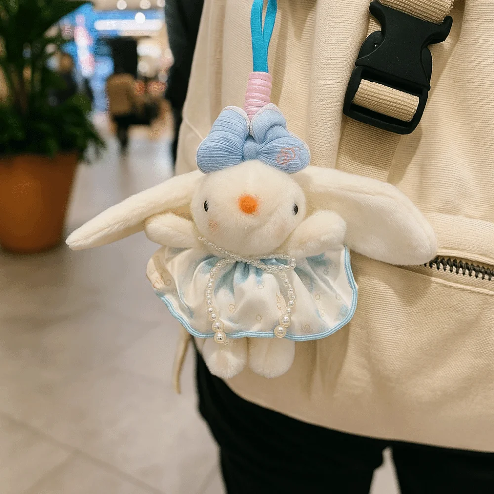 스타일리시한 부드러운 토끼 펜던트 19cm 키체인 귀여운 PP 코튼 충전 토끼 키링 자동차 장식