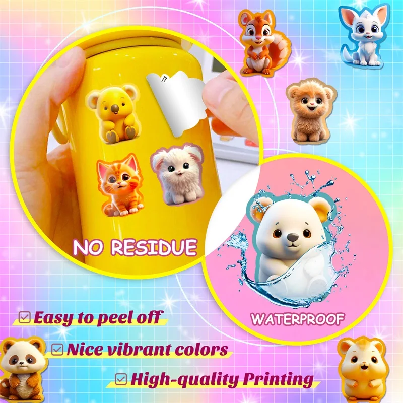 10/30/50PCS Cute 3D Cartoon Animal PVC Sticker estetica Chidlren decorazione di cancelleria Scrapbooking materiale scolastico per bambini