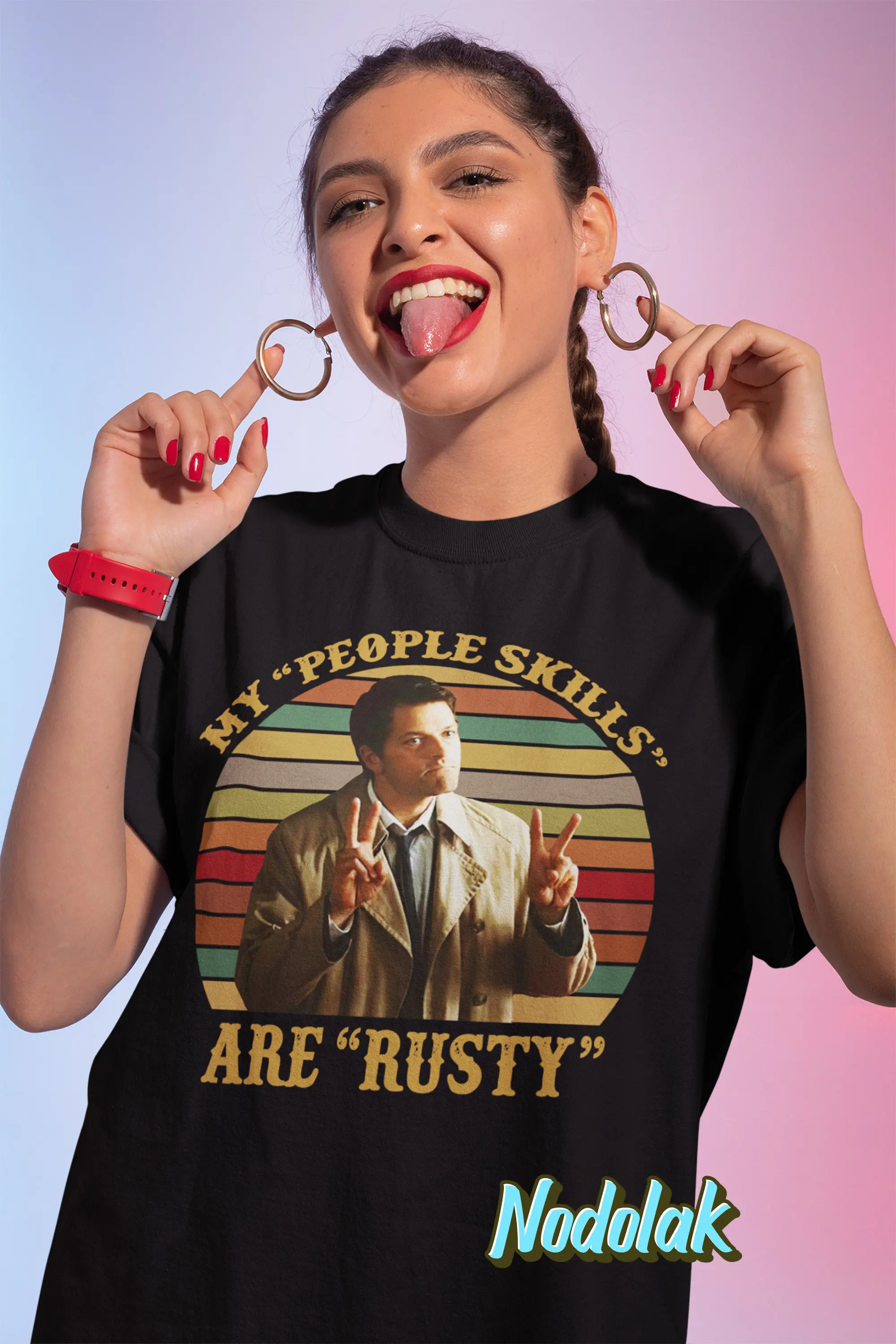 تي شيرت قشتالة "خارق للطبيعة" "مهاراتي بين الأشخاص هم صدئًا" ، تي شيرت وينشستر براذرز ، تي شيرت وينشستر براذرز #4