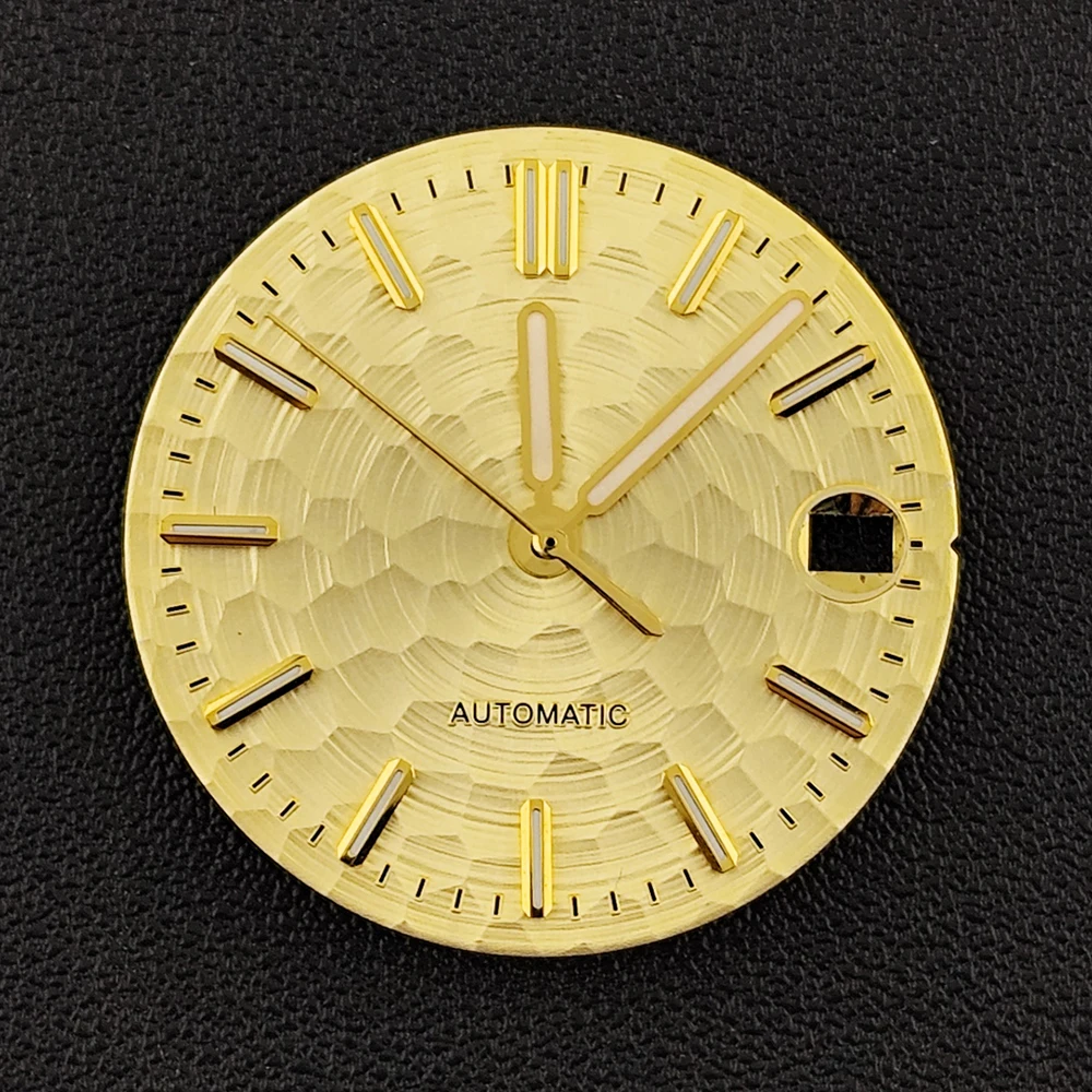 Мужские автоматические часы с циферблатом NH35, циферблат с индивидуальным логотипом, зеленый светящийся циферблат 28,5 мм, подходит для аксессуаров для часов с механизмом NH35