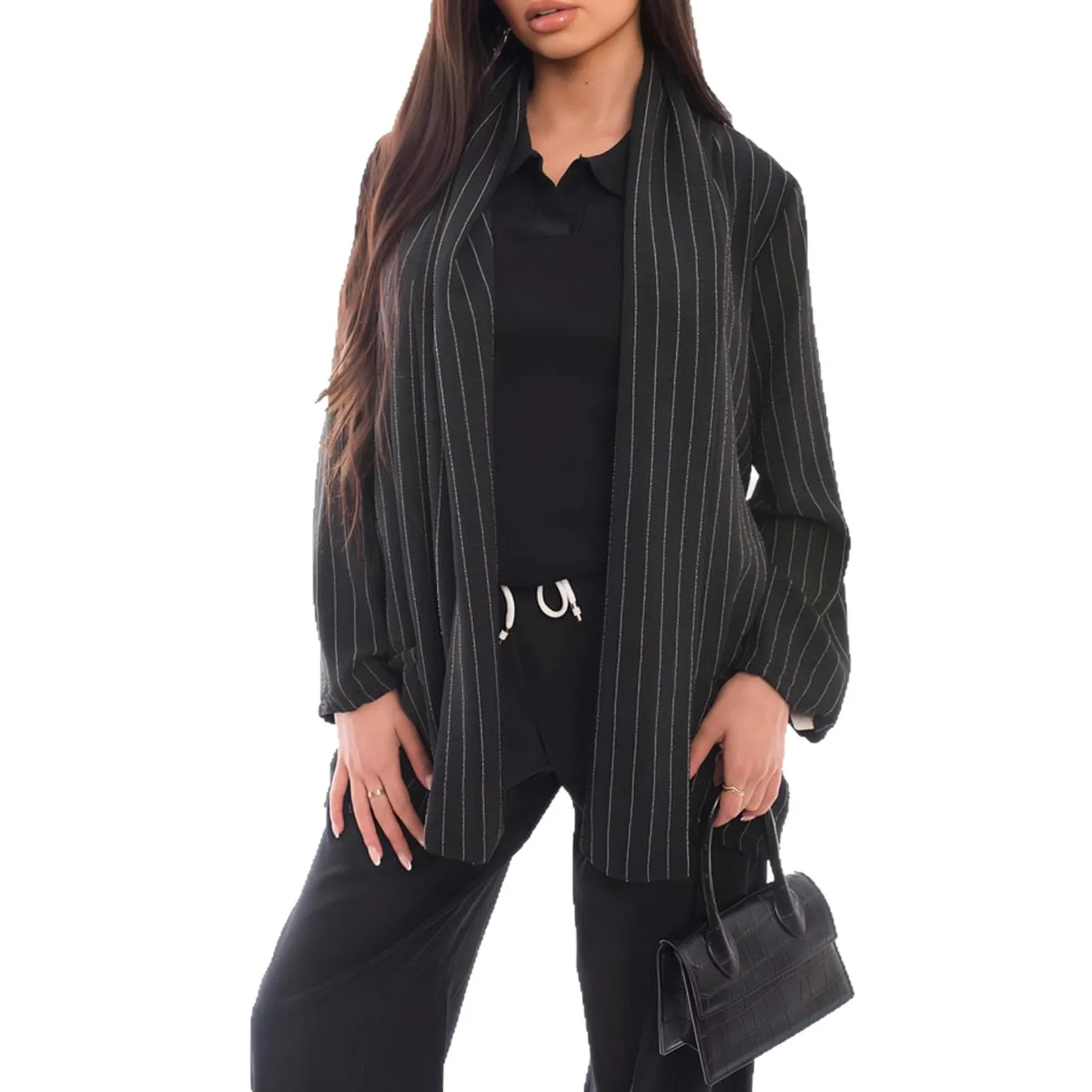 2026 Women's New Vertical Stripe Pocket Top Shirt Design Shirt