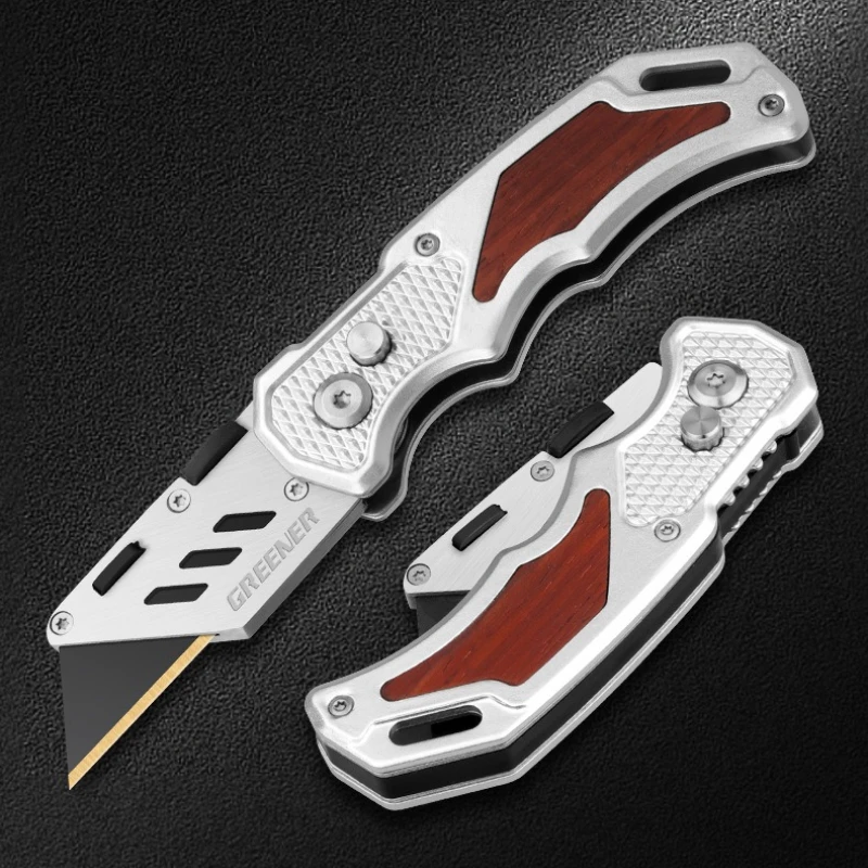 1PC Stainless Steel Folding Utility Knife Heavy‑Duty Industrial Cutter Electrician Special Cable Stripping Hand Tools