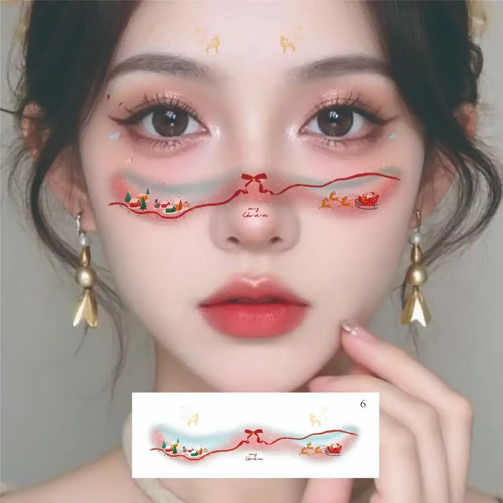 

1 Set Christmas Face Temporary Tattoos Cute Santa Face Freckle Tattoo Stickers Waterproof Makeup Fake Tattoos For Girl Party