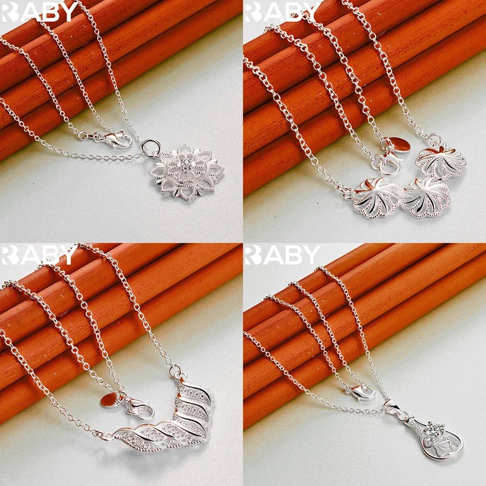

URBABY 40-75cm 925 Sterling Silver Design Pendant Necklace For Women Men Anniversary Gift Popular Wild Fashion Romantic Jewelry