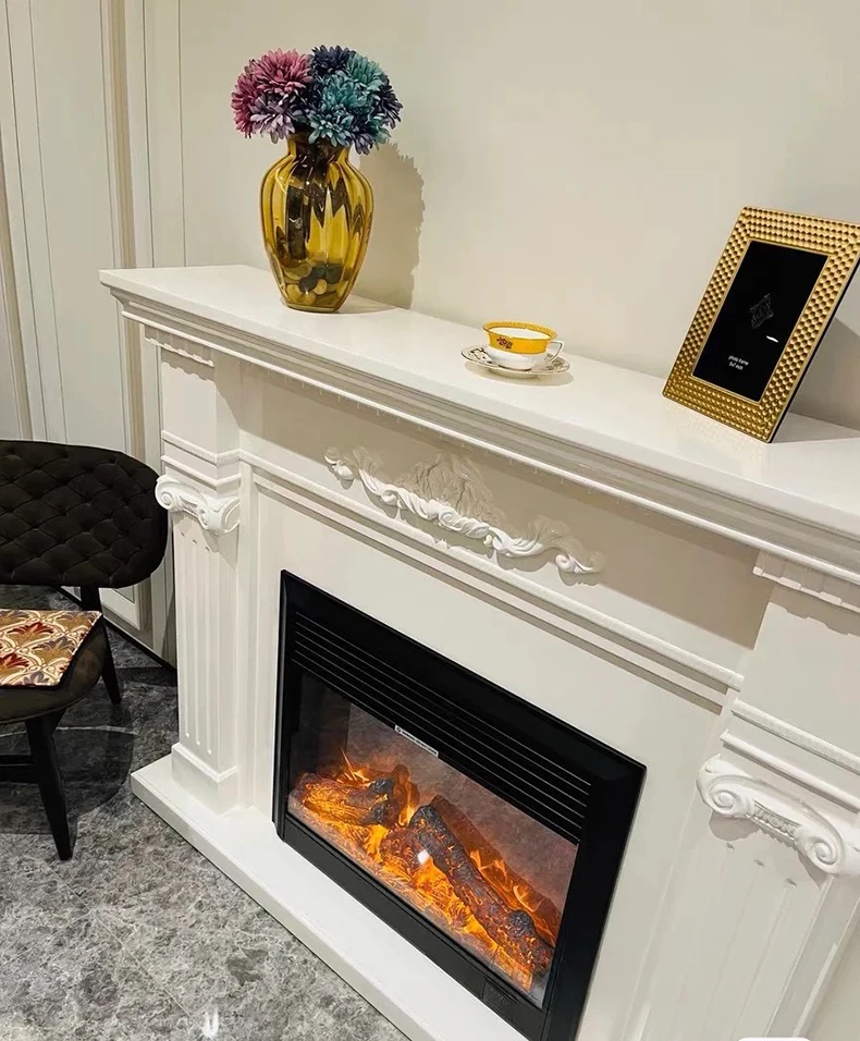 Fireplace TV Cabinet LED Simulation Flame Electric  TV Stand Furniture With  Mirror Glass Custom