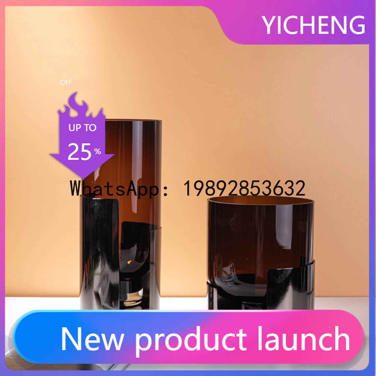 QQ Glass Vase Amber Double Layer Glass Container Floral Arrangement Accessories Terrarium Room Decoration Accessories