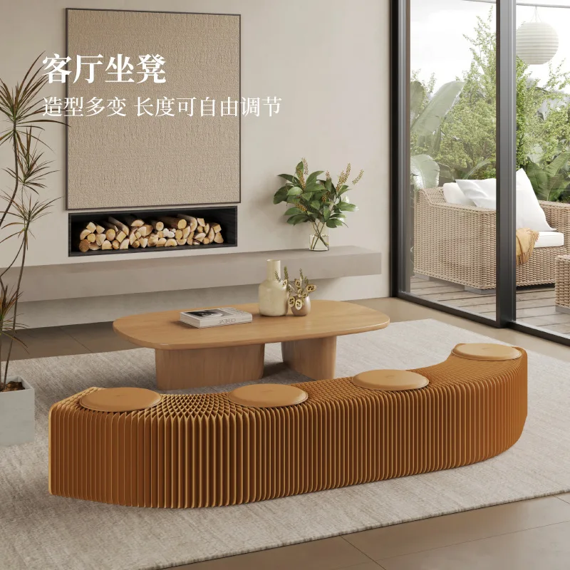 Retractable organ folding paper stool multifunctional space bench
