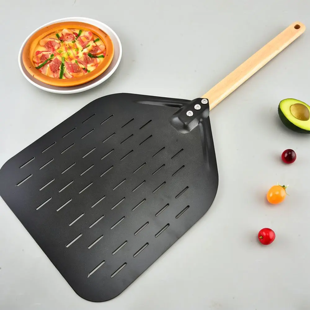 Pizza Peel 12 Inch Perforated Paddle Detachable Handle Aluminum Baking Tool Kitchen Oven Transfer Accessory Professional Cooking