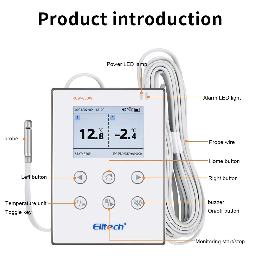 Elitech RCW-800 WiFi Temperature Humidity Data Logger Medicine Refrigerated Warehouse Alarm Pharmaceutical Cold Chain Plastic image 3