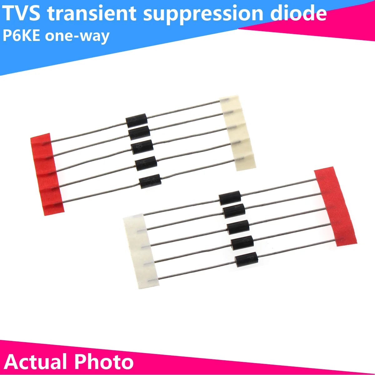 50 Stuks One-Way P6ke6.8/8.2/10/12/15/16/22/30/62/100/200/300/440a Tvs Diode P6ke