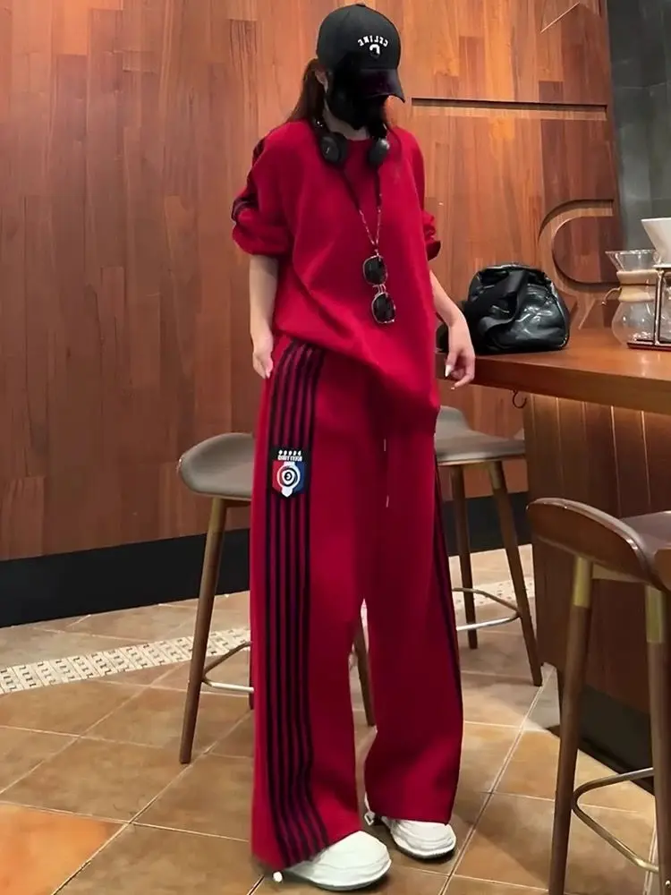 

plus Size 300 Pou Faionable Casual Sportswear Set Women's Spring Autumn Loose Slimming Sweatirt Two Piece Set