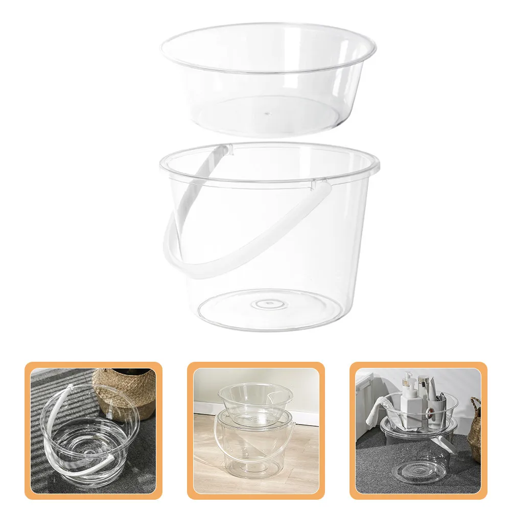 1Set Clear Portable Face Wash Basin Transparent Lightweight Bucket for Facial Cleansing Foot Soak Laundry Home Travel Small
