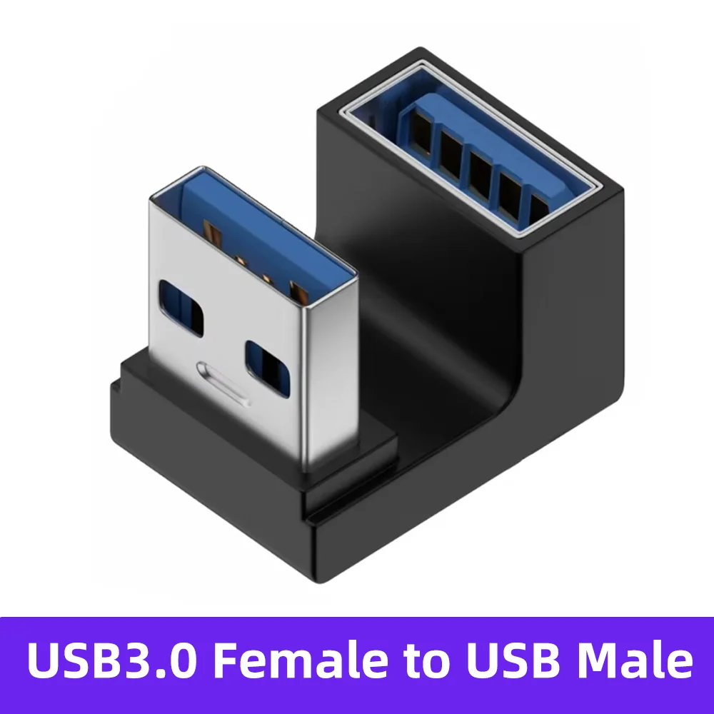 NNBILI USB3.0 Stecker auf Buchse rechtwinkliger Verlängerungsadapter USB-Upward-Winkel 90-Grad-Adapter 10 Gbit/s für Laptop-PC-Anschluss