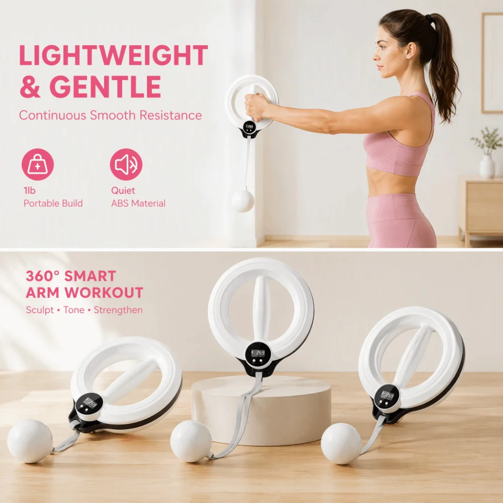360 Rotating Arm Workout Equipment Smart Display LED Compact Design Arm Hoop Exercise Equipment Adjustable Resistance