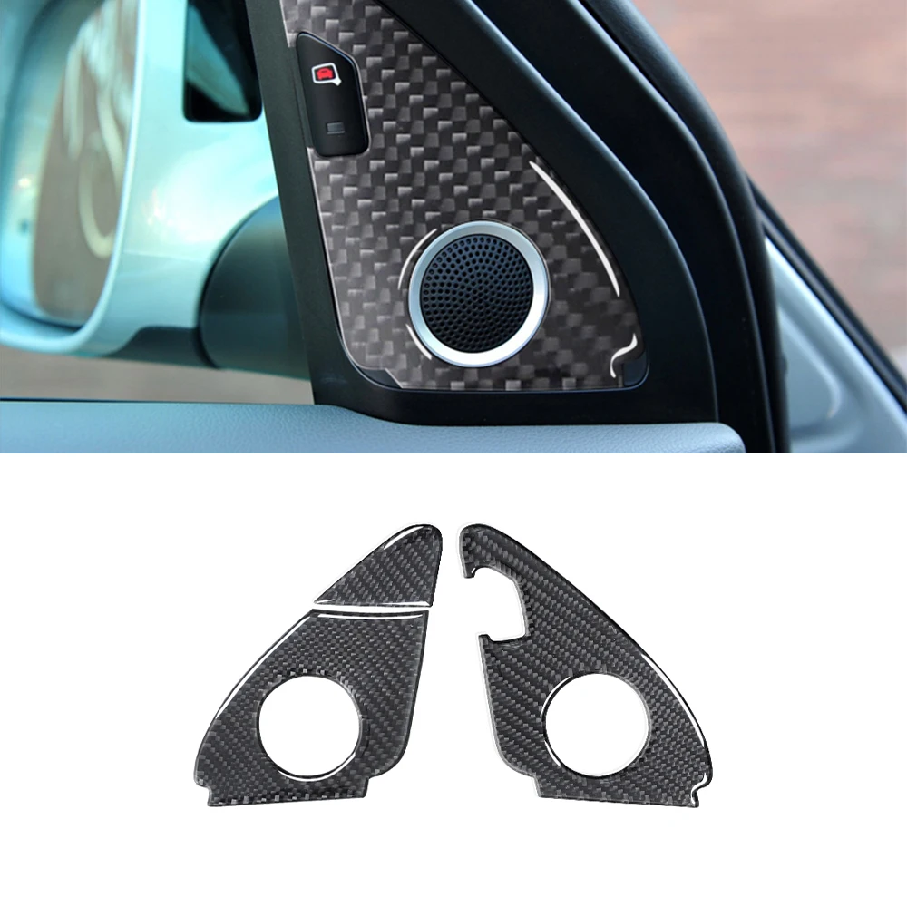 Door Side Tweeter Speaker Decorative Trim Sticker Carbon Fiber Car Accessories for Audi Q5 2009-2017 Without Navigation System