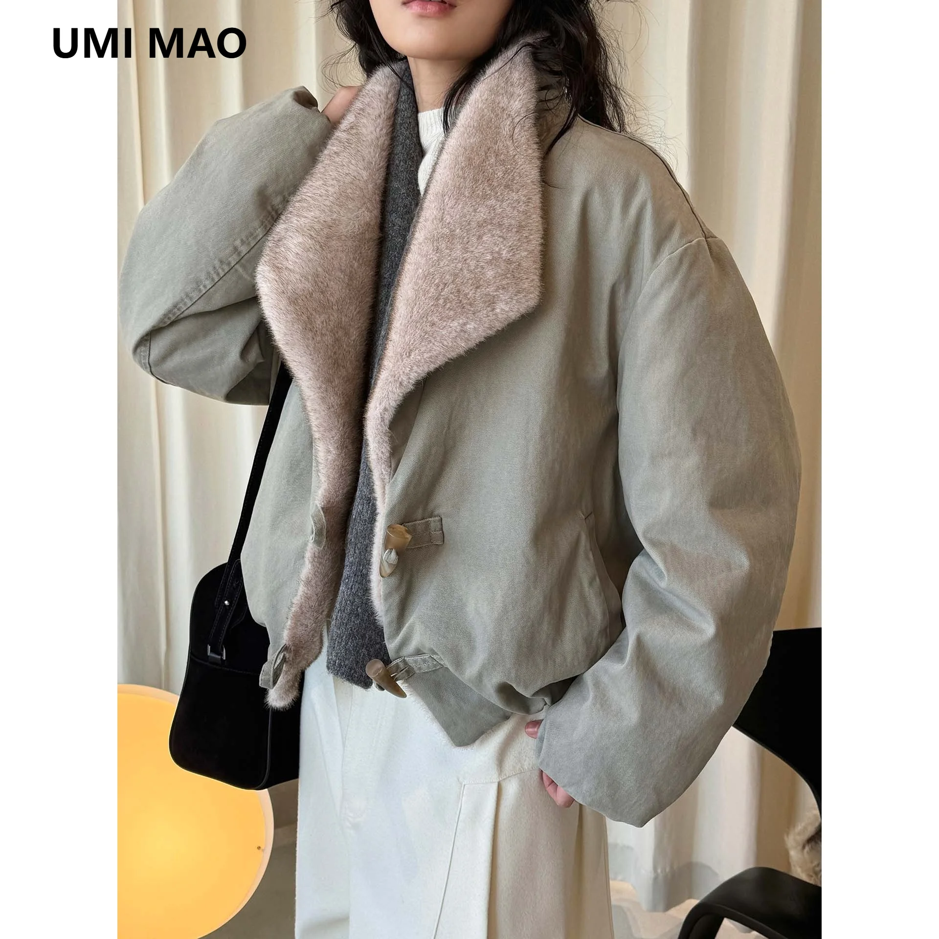 UMI MAO  Winter New Korean Fashionable Design Lapel Mink Fur Down Jacket Comfortable Warm Coat for Women