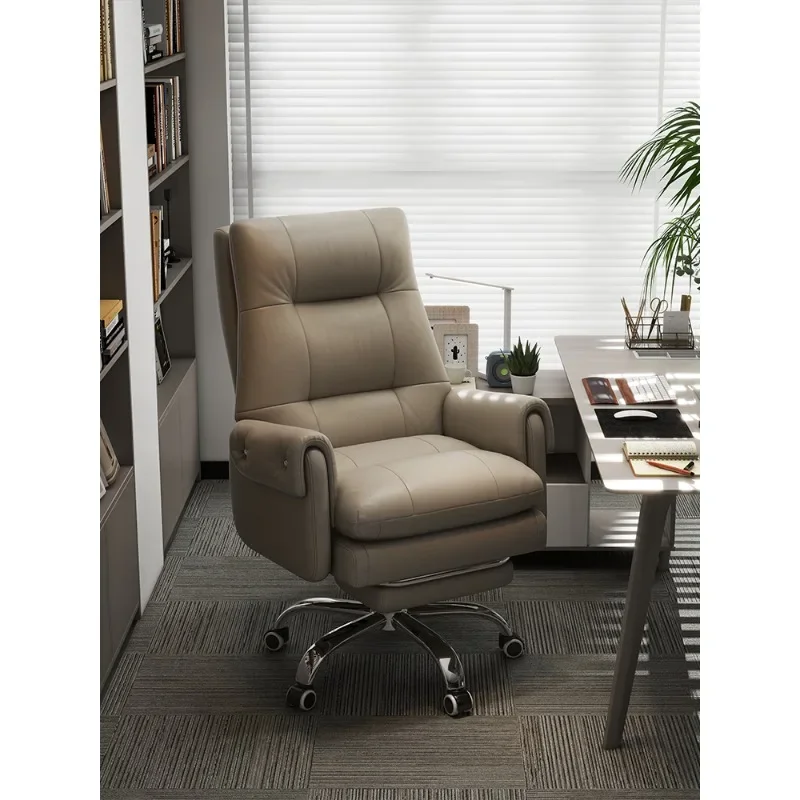 Leather light luxury boss chair, comfortable and sedentary computer chair, home office chair