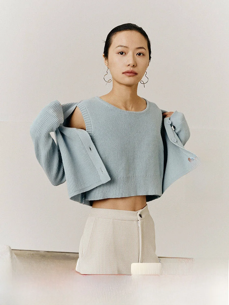 

Pure Cotton Knitted Vest Top Women's Early Spring New round Ne ort Svel Tank Top Outerwear Commute Sle Cotton Blend