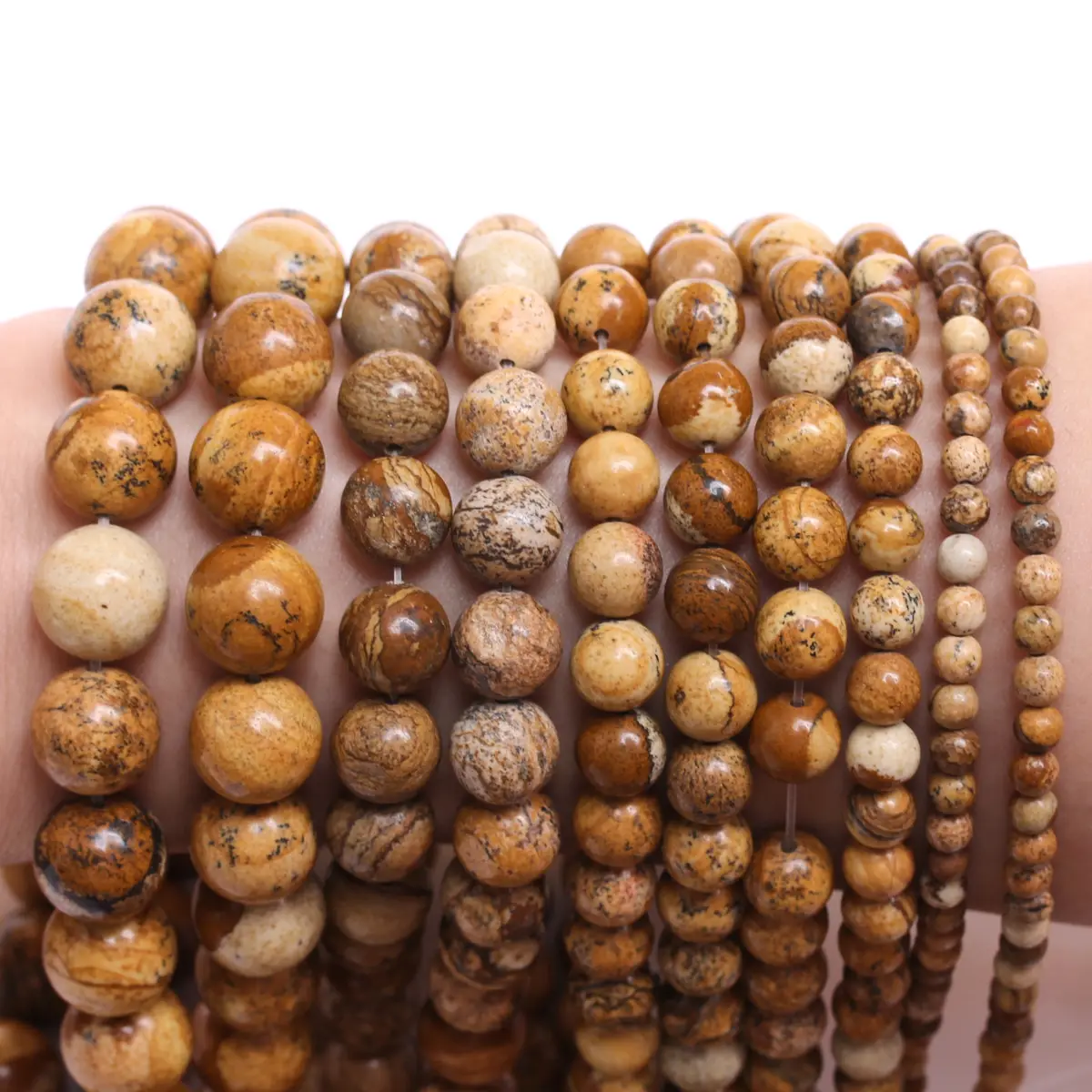 

40-15pcs 4-12mm Round Beads Natural Stone Picture Jasper For Jewelry Making DIY Necklaces Loose Beads Accessories