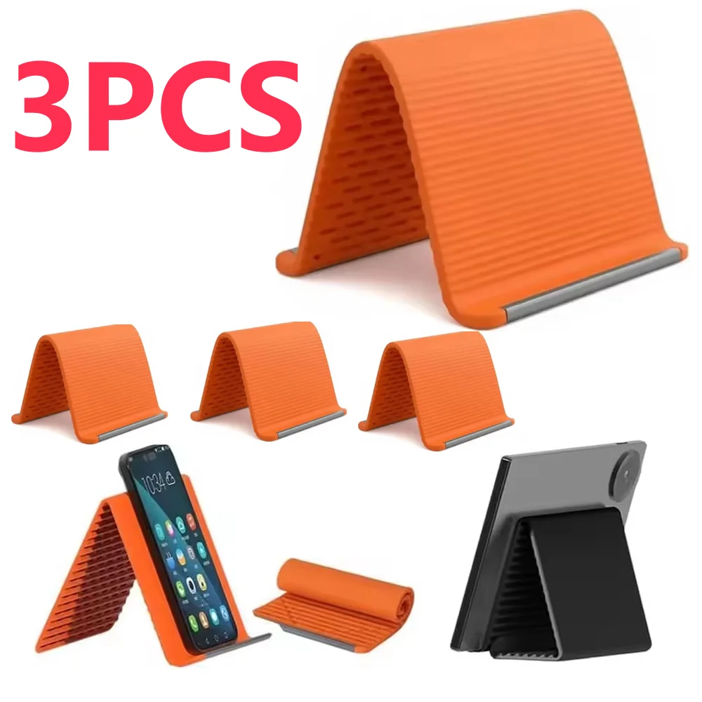 Suporte de telefone de silicone flexível e dobrável, portátil, ajustável, multiângulo, suporte de mesa para iphone, laptop, tablet, escritório doméstico, 3/1 peças