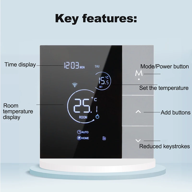 Imagem -06 - Termostato de Aquecimento Inteligente com Ecrã Tátil Controlo por Voz Wi-fi Controlo de Temperatura Alice Elétrico Superfície Água Yj508