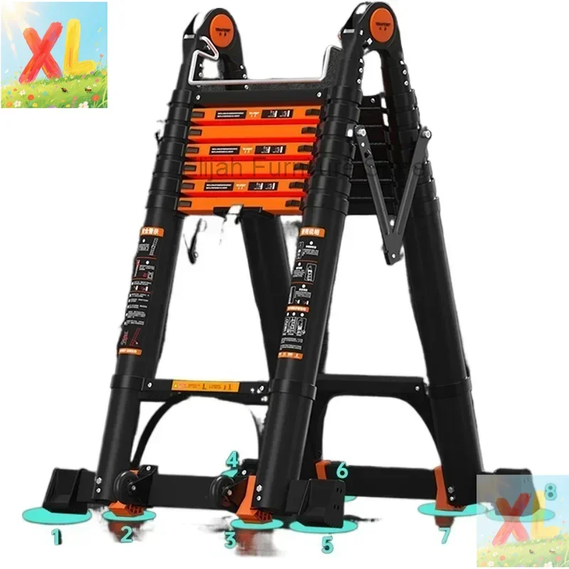 

Multifunction Folding Ladder Aluminum Alloy Telescopic Ladder Thickened Herringbone Portable Lift Engineering