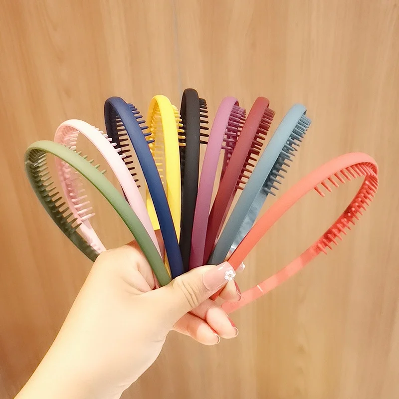 AISHG Frosted Bezel Hair Bands Women Colorful Solid Color Non-slip Thin Edge Headband Hoop Teeth Hairband Girl Hair Accessories