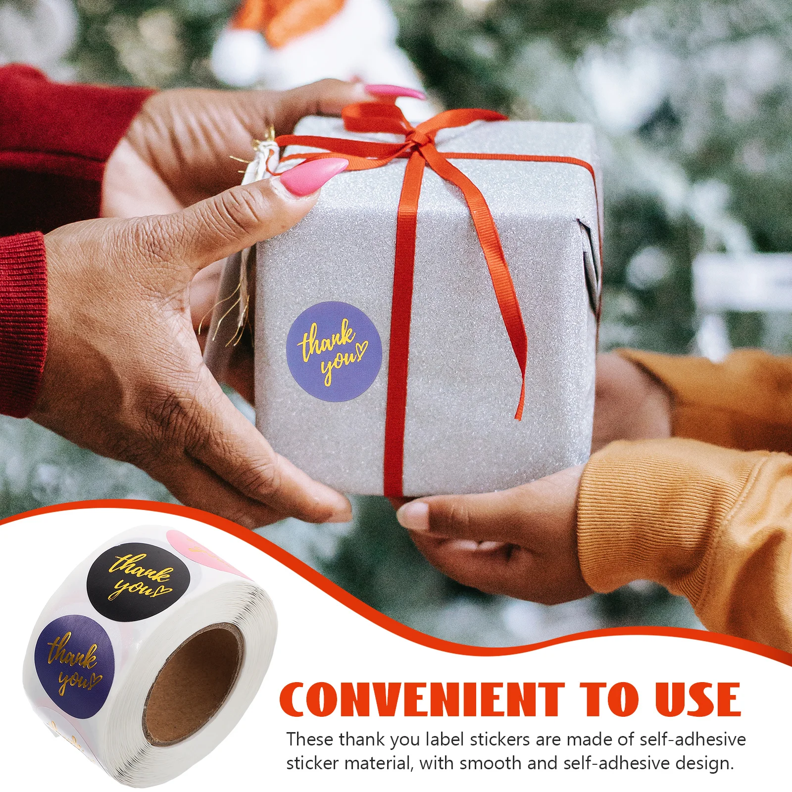 

1 Roll Thank Themed Stickers Self-Adhesive Round Sealing Decals for Food Bag Closure Gift Box Decoration Handmade Cookies