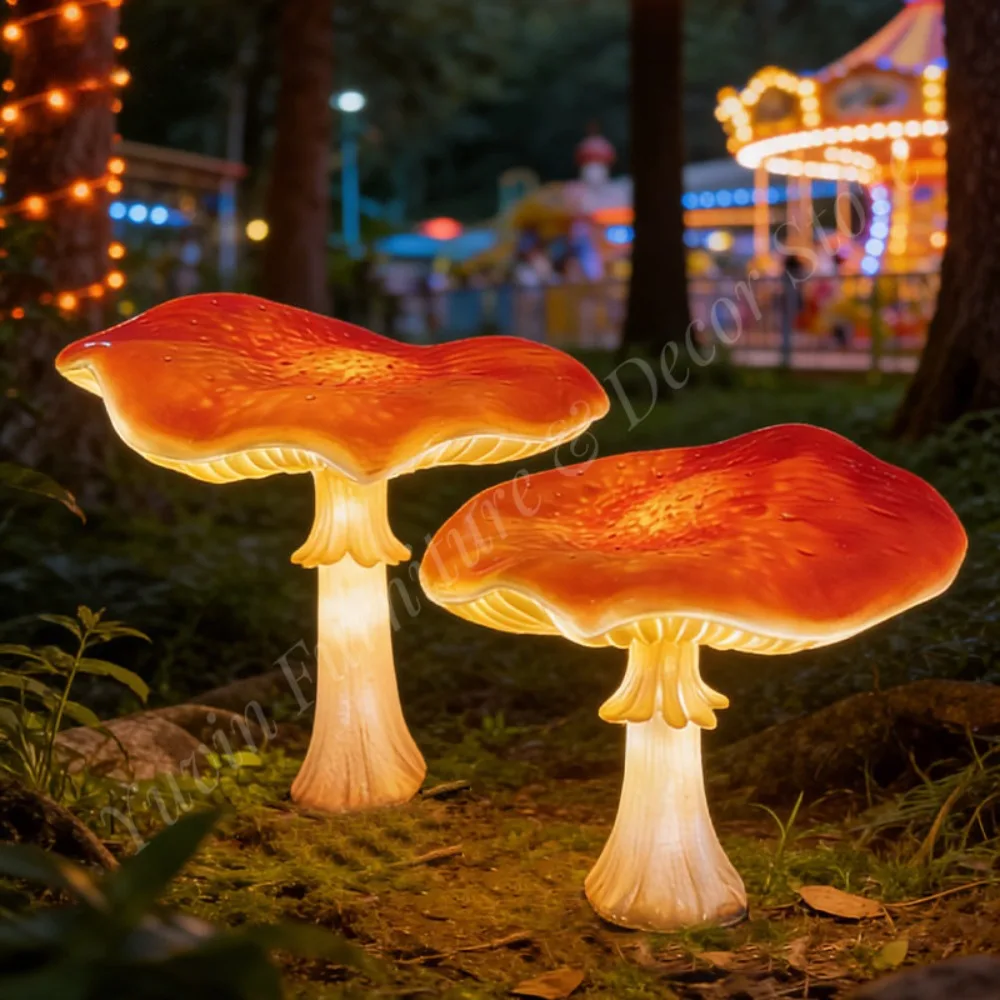 LED Glowing Mushroom Lamp Simulated Design Purple Ambiance Landscaping Lawn Garden Courtyard IP65 Rated 3500 Lumens Lighting
