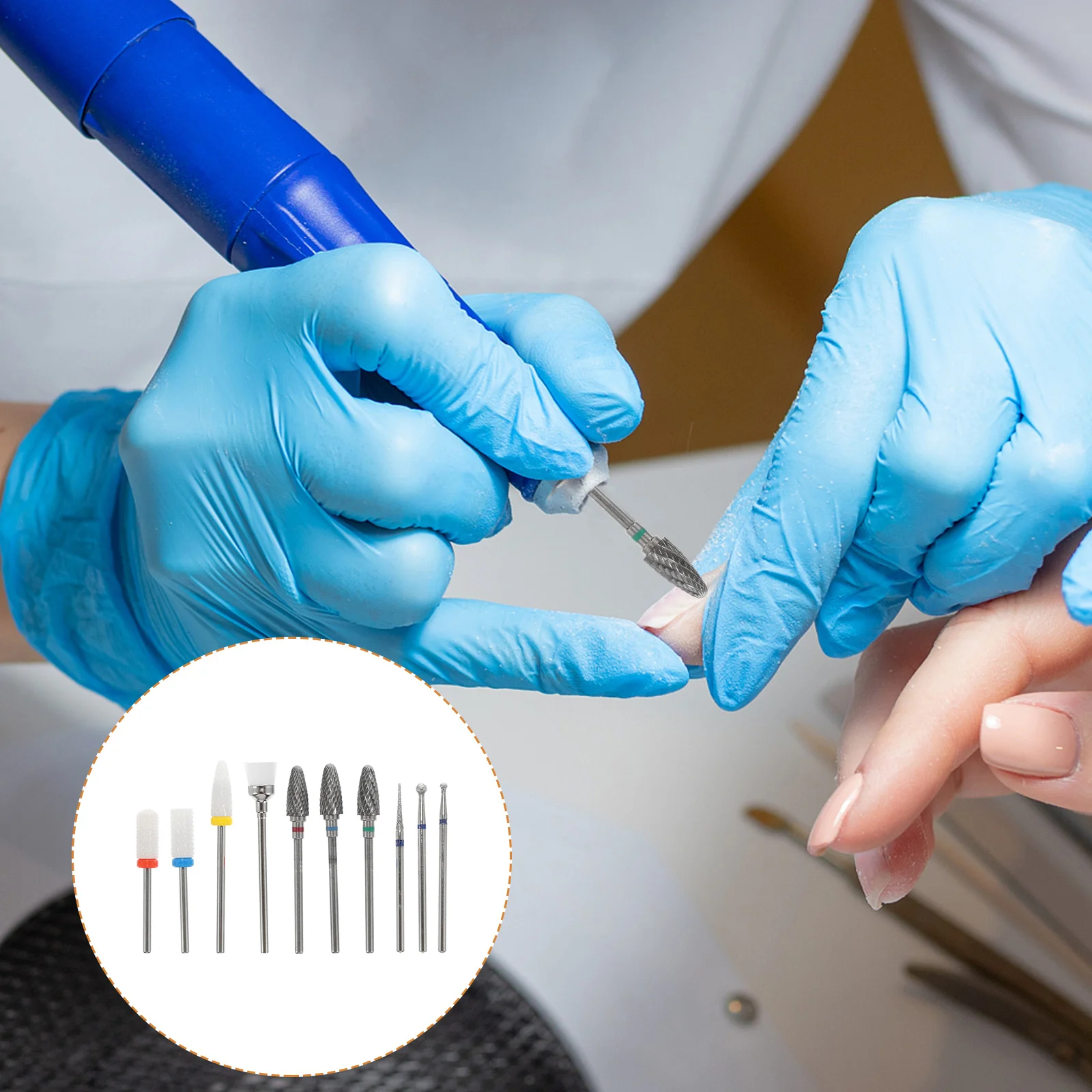 10 pz Punte da trapano per unghie in carburo di tungsteno Set Teste di macinazione per manicure compatte per uso domestico in salone Unghie artificiali naturali Nail Art