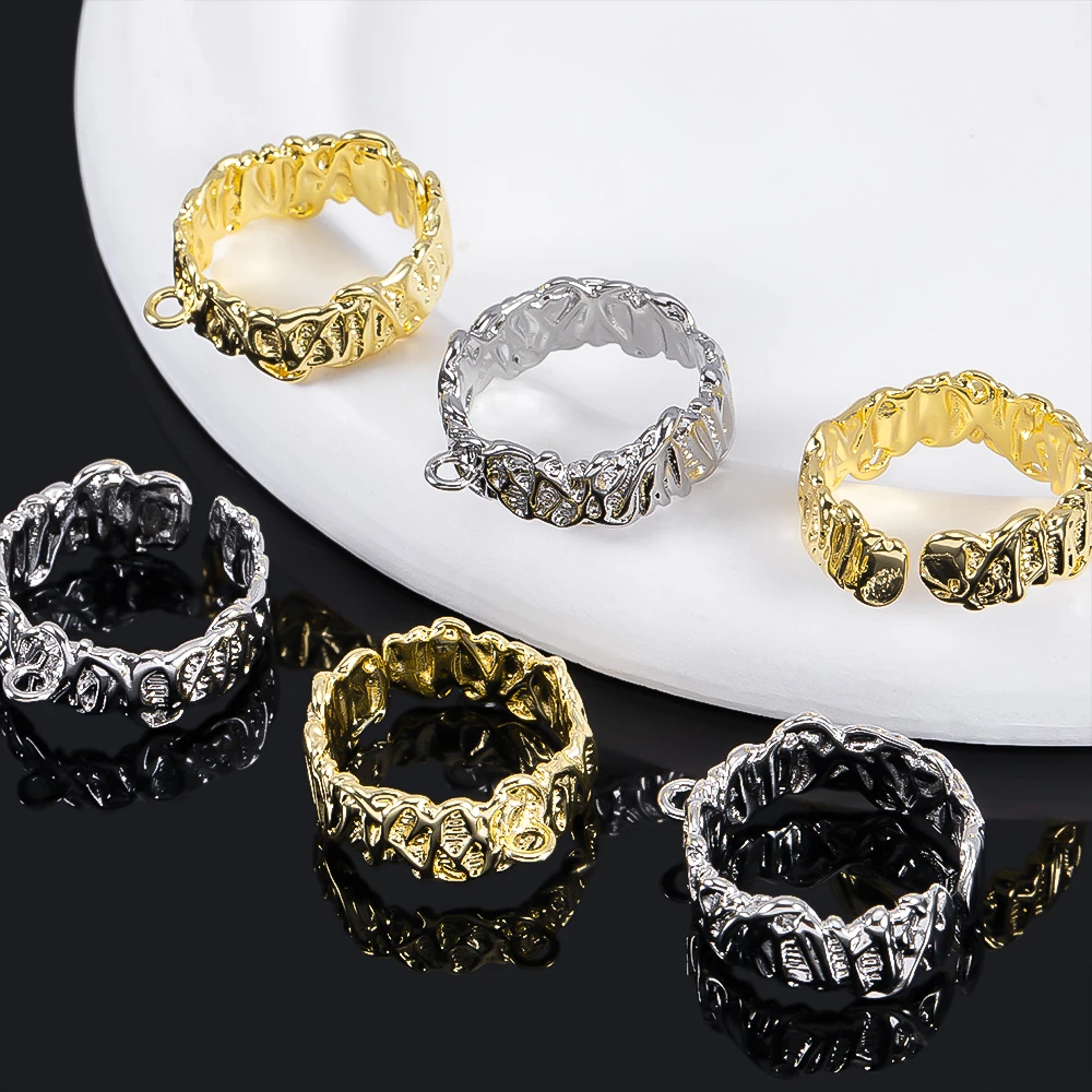 2Pcs Gold Plated Irregular Open Split Ring for Handmade DIY Ring Setting Jewelry Making Supplies Accessories Wholesale Crafts