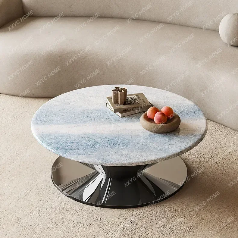 Wabi Sand Wind New Microcrystalline Stone Coffee Table Light Luxury Natural Marble Blue Crystal Living Room Tea Table