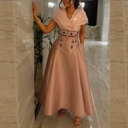 Customized Jiayigong  s Flower Ruched Engagement A-line V-neck Bespoke Occasion Gown Midi Dresses