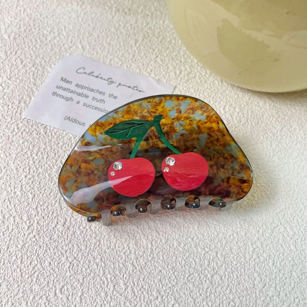 

Acid Little Fresh Diamond-Encrusted Hair Coiffure Women's Accessories Cherry Hair Claw Cute Shark Clip Korean Style Hair Clip