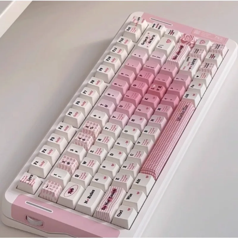 

Love Prescription Pink Heart Themed Keycaps Cherry Profile Pbt Material Cute Minimalist Mechanical Keyboard Customized Key Caps
