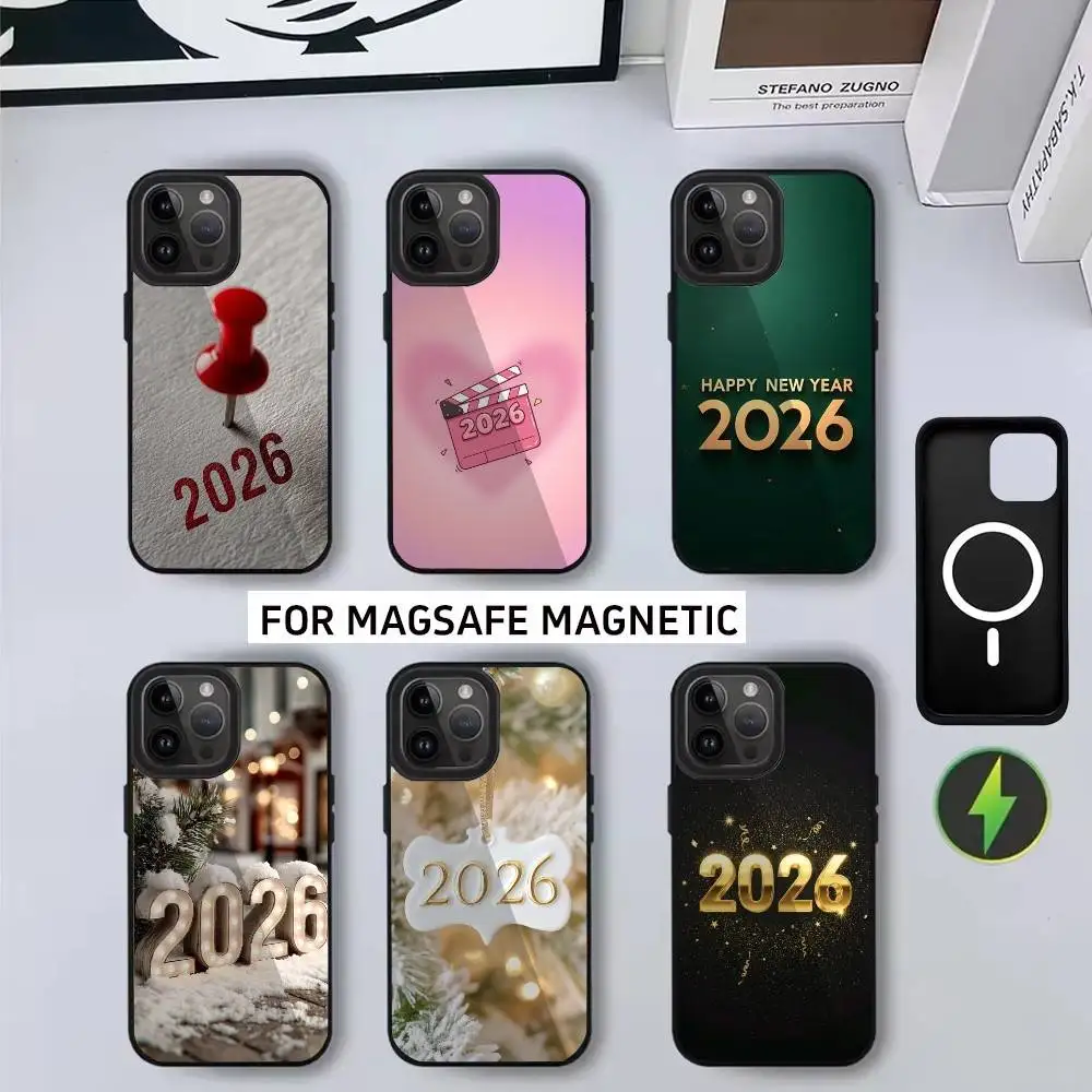 

N-New Y-Year 2026 Phone Case For iPhone17,16,15,14,13,12,11 Plus,Pro Magnetic with Magsafe Wireless Charging