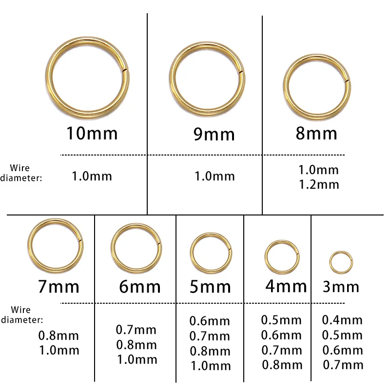 100-200pcs/lot 3-10mm Stainless Steel Jump Rings Single Loop Split Rings Connectors For DIY Jewelry Making Findings Accessories