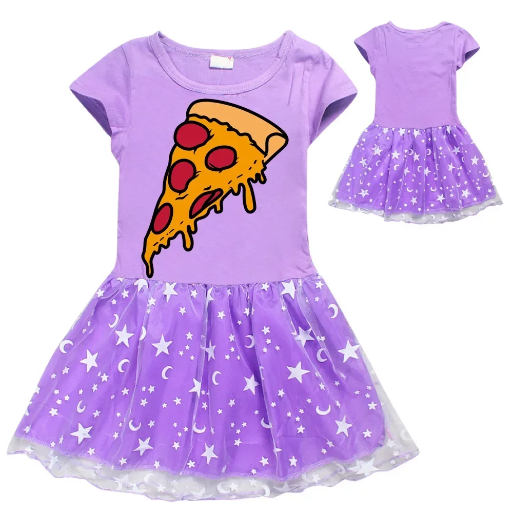 Camiseta plisada con dibujo de remolino c para niña, vestido de princesa, ropa de fiesta de cumpleaños, Verano