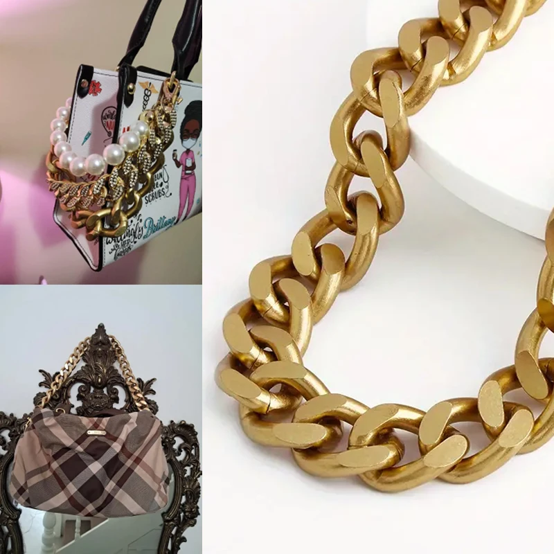 1PC Flat Chain Replacement Shoulder Strap Handbag Crossbody Chain Buckle Shoulder Bag Extension Chain Decorative Chain