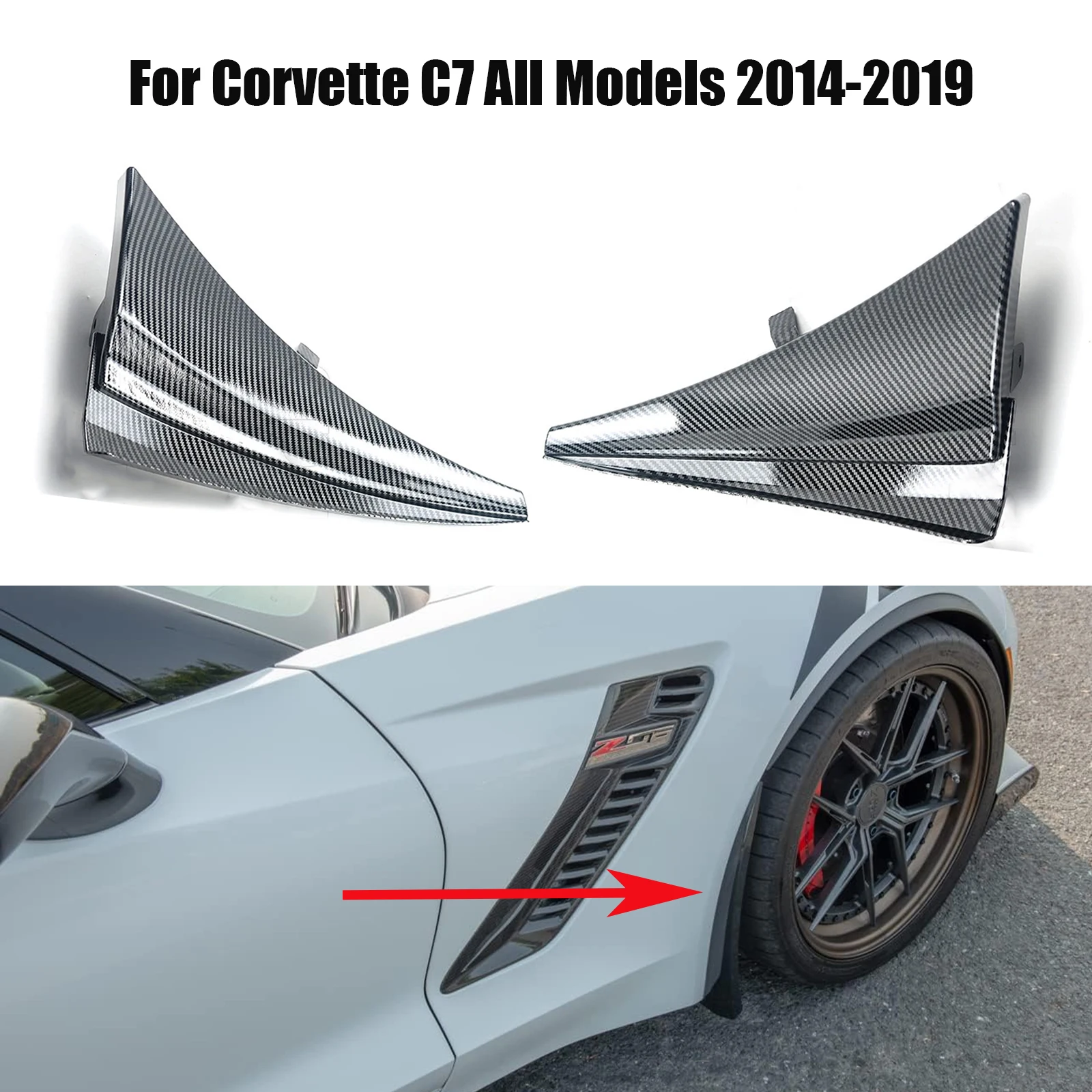 Replacement Extended Front Rear Wheel Rock Guards Splash Mud Flaps Fender A Pair For 2014-2019 Chevrolet Corvette C7 All Models