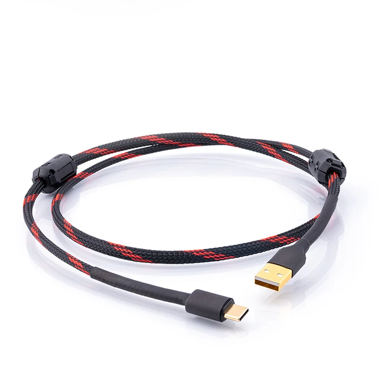 Sliver Plated HiFi rodzaj USB C kabel ze świecącą końcówką USB A do C kabel do transmisji danych Audio 5N DAC PC Mobile