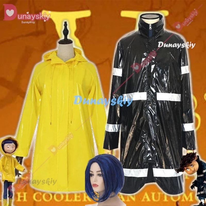 Cartoon Movie Coraline the Secret Door Cosplay Costume Coralin Wybie Lovat Hoodie Dress Jacket Coat Halloween Suit Raincoat Gift