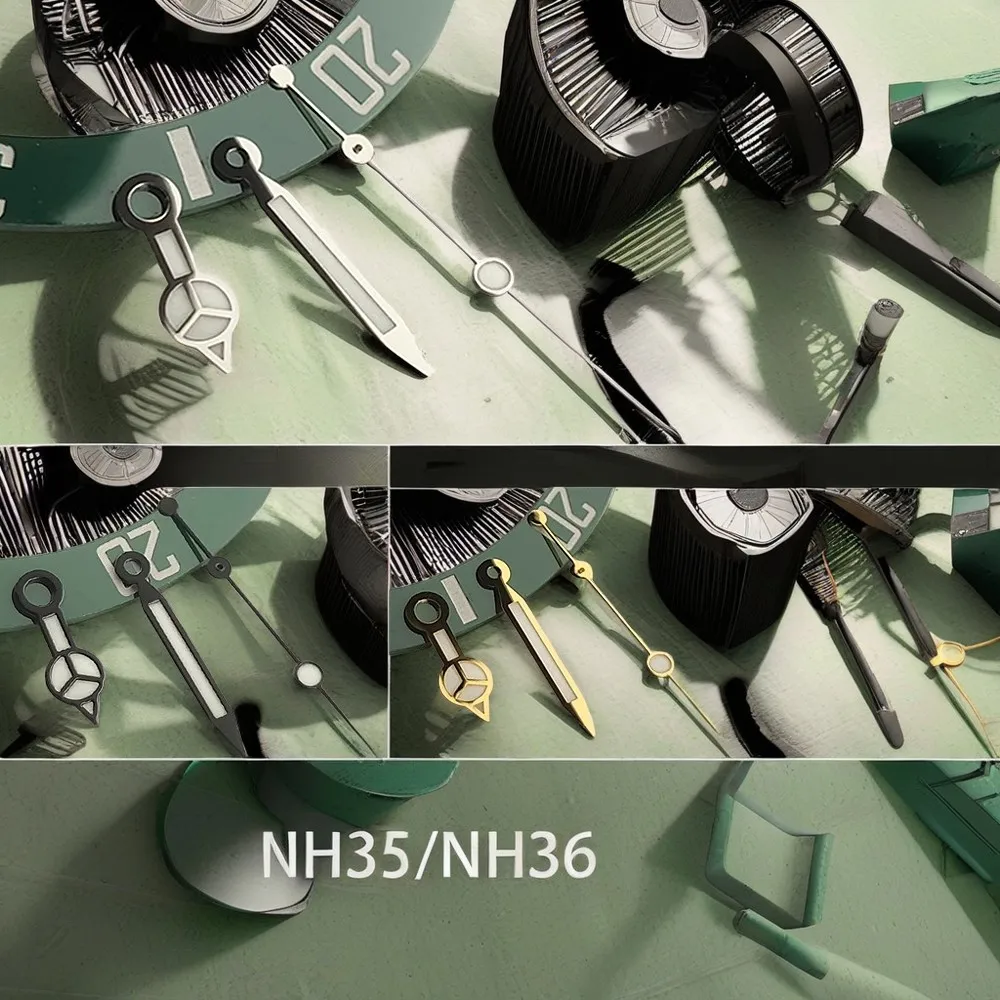 

NH35 Hands C3 Green Luminous Hands Mercedes High Quality Pointer Watch Accessories Suitable for NH34 NH35 NH36 4R 7S Movement