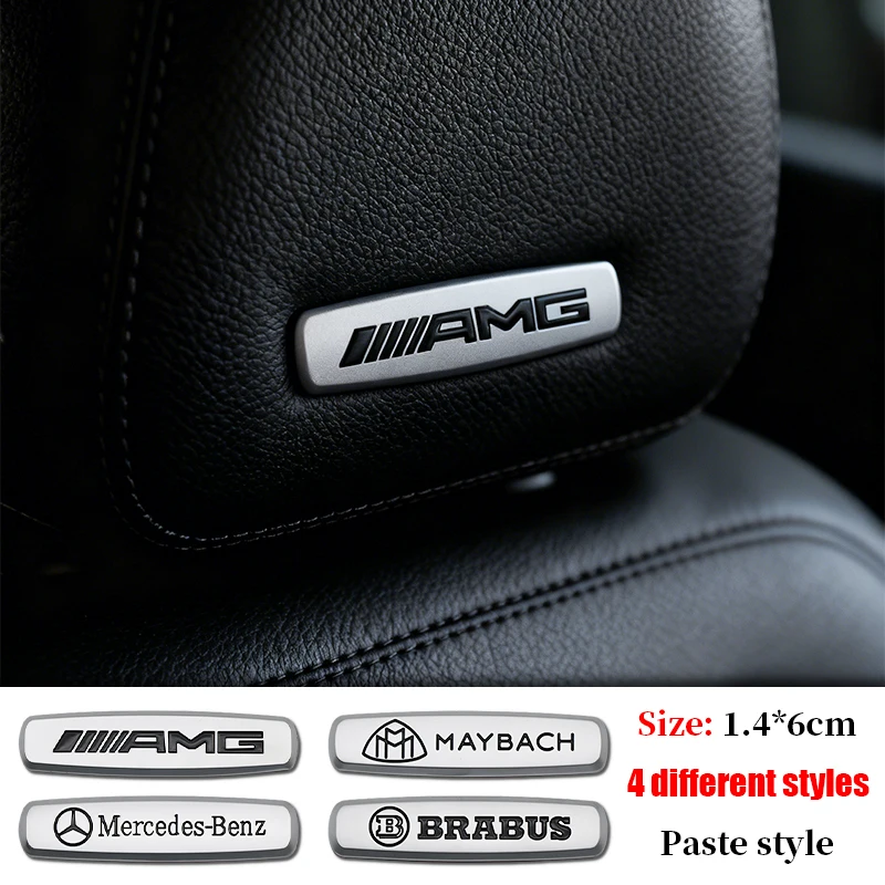 1/2/4pcs for AMG Car seat Emblem Backrest Headrest Clips Console Decoration Badge Interior decoration Sticker Accessories