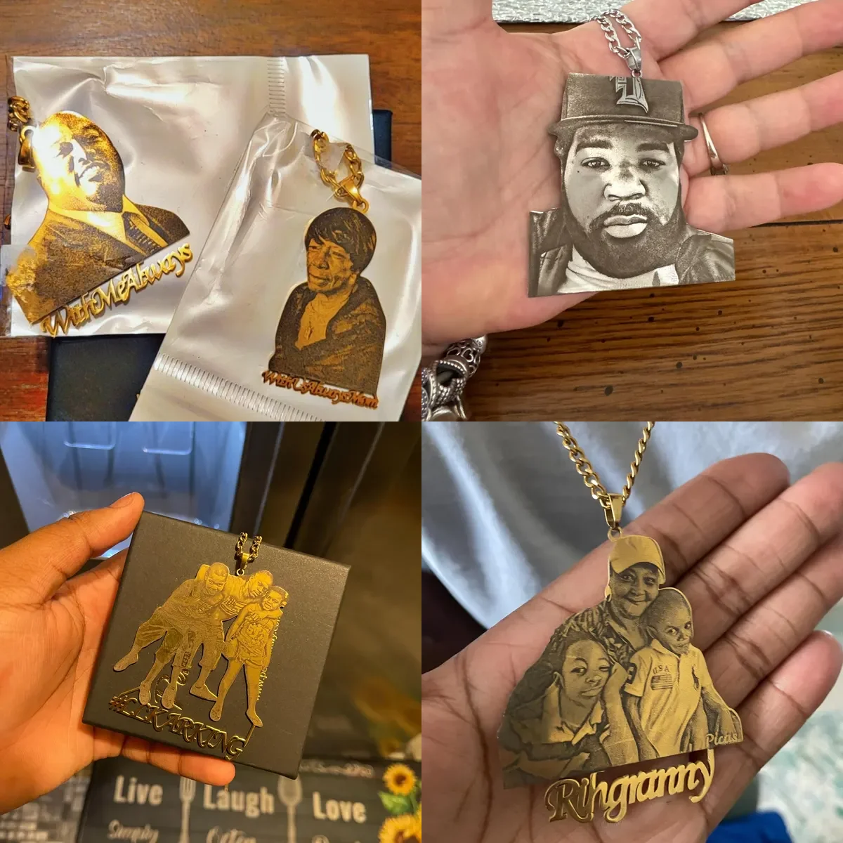 صورتك المخصصة المطبوعة قلادة قلادة شخصية نقش اسم مخصص للنساء الرجال هدايا عيد الميلاد مجوهرات